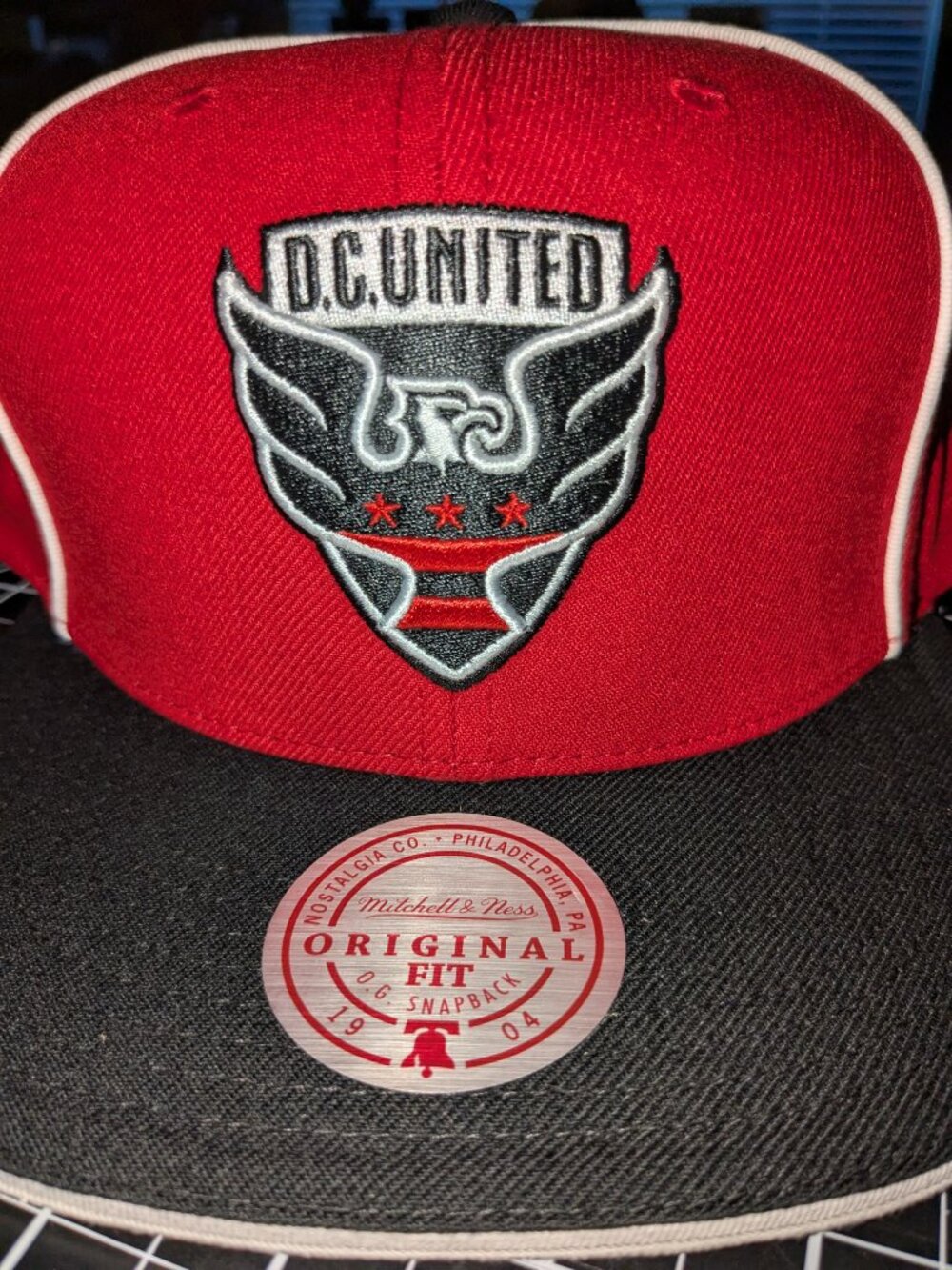 D.C. United Mitchell & Ness Black Red Adjustable Snapback Hat Cap